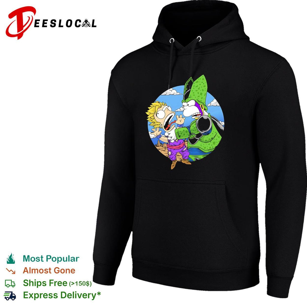 Gohan and Cell in the style of Bart and Homer shirt