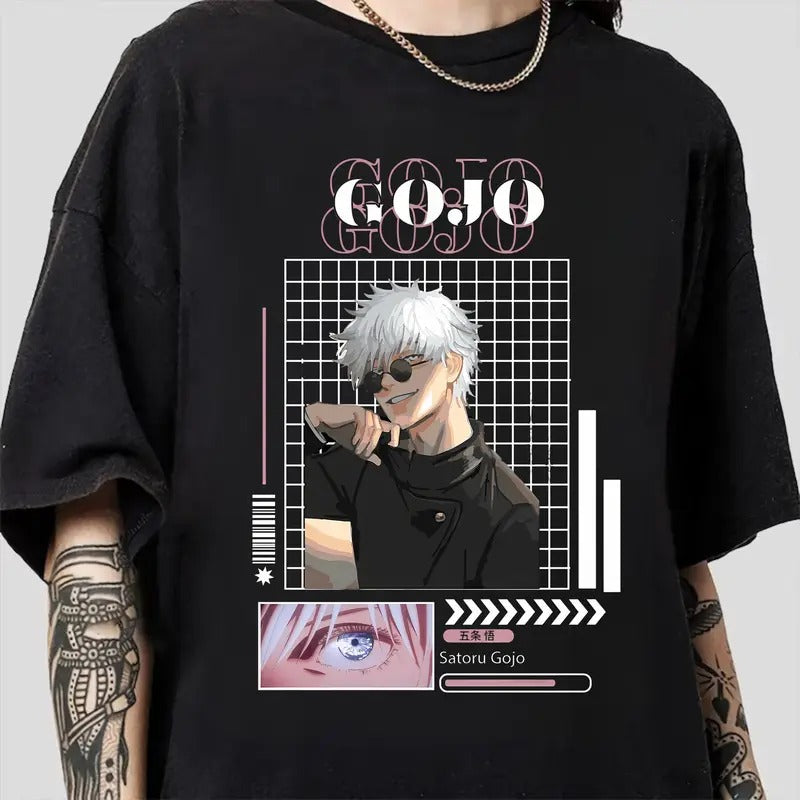 Gojo Satoru Anime Shirt Anime Gojo Short Sleeve Shirt T-Shirts, Hoodie, Sweatshirt