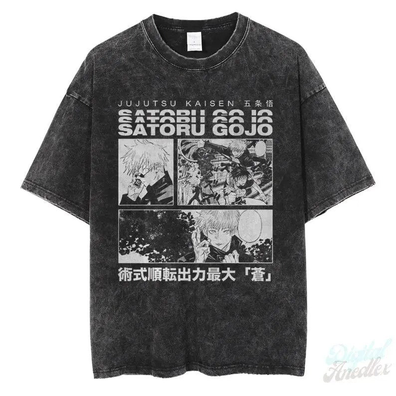 Gojo Shirt, Vintage JJK Anime Shirt, Anime Shirt, Manga Shirt, Anime Washed T-shirt Cotton Menswear Hoodie Sweatshirt