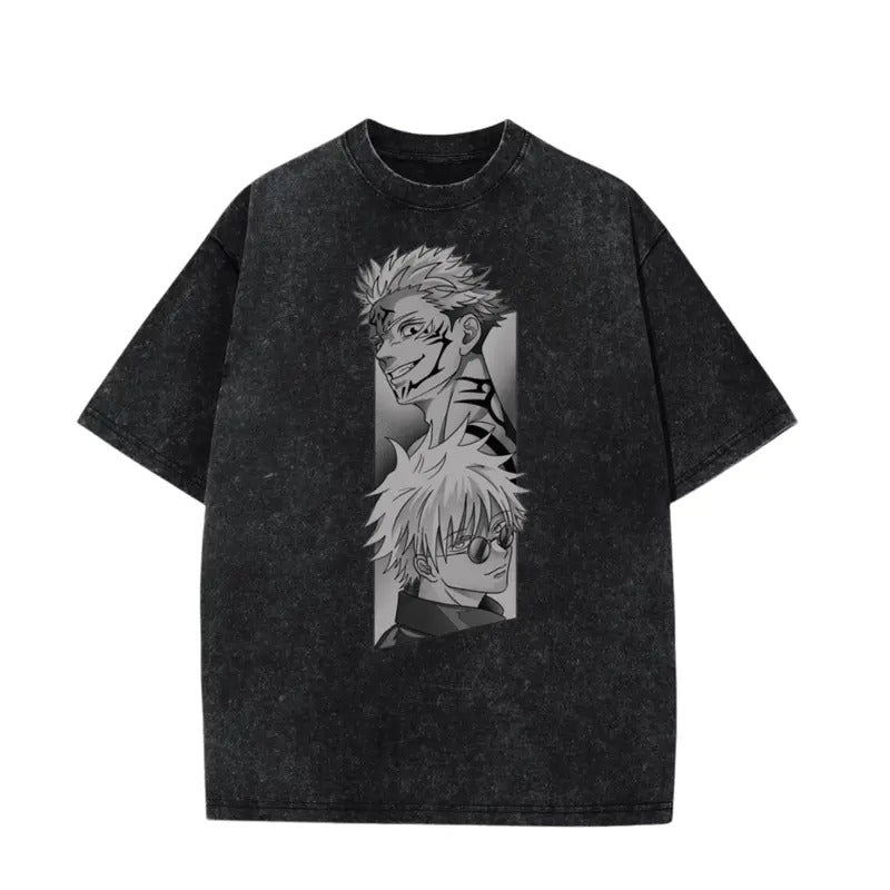 Gojo X Sakuna Shirt Washed Vintage Oversized T-Shirt Anime Manga Washed Heavy Cotton Special Graphic T-shirt Gift For...