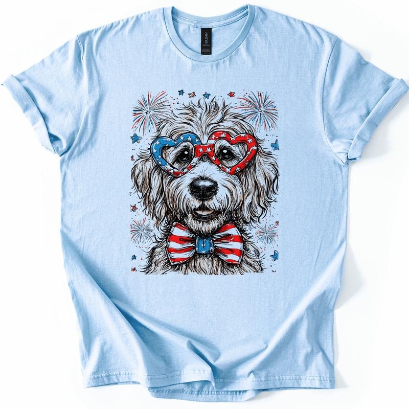 Golden Doodle Patriotic Dog USA America Pet Lover 4th July Soft Soft T-Shirts, Hoodie, Sweatshirt
