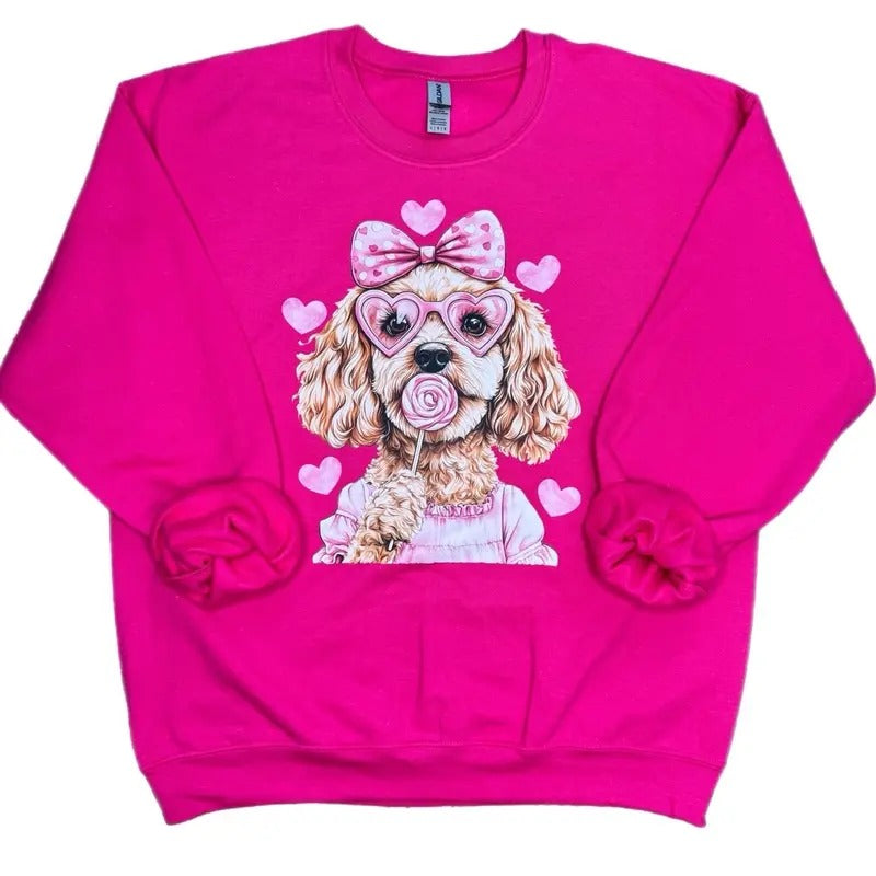 Golden Doodle Valentine Sweatshirt, Doodle Coquette Sweatshirt Shirt Hoodie | PrintMintTees.com