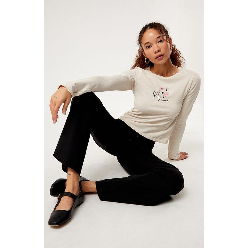 Golden Hour Women's Je t'aime Watercolor Flower Long Sleeve T-Shirt Hoodie Sweatshirt | PrintMintTees.com