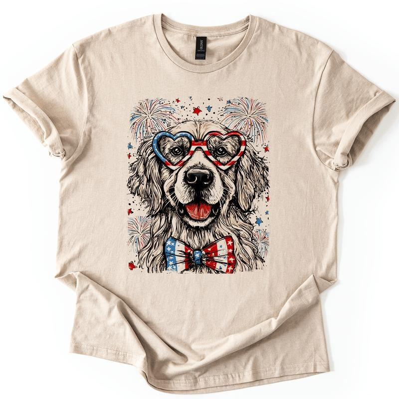 Golden Retriever Patriotic Dog USA America Pet Lover 4th July Soft Soft T-Shirts, Hoodie, Sweatshirt