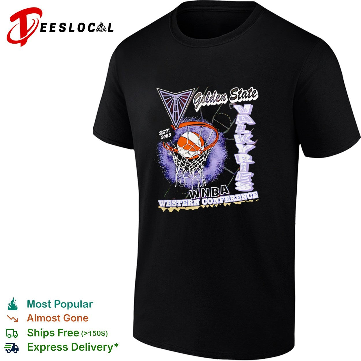 Golden State Valkyries WNBA Western Conference basketball hoop shirt