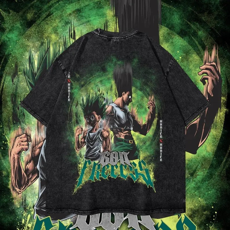 Gon - Hunter X Hunter Anime Vintage Oversized Mineral Washed Heavy Cotton Special Graphic T-shirt Gift For Anime Fan,...