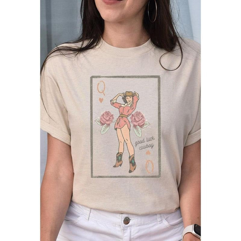 Good Luck Cowboy Short Sleeve Relaxed Fit T-Shirt Hoodie Sweatshirt | PrintMintTees.com