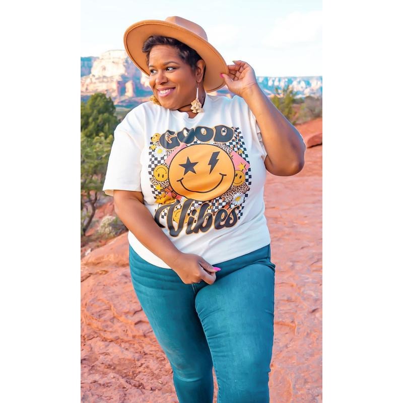 Good Vibes Graphic T-Shirt Cotton Sleeve Hoodie Sweatshirt | PrintMintTees.com