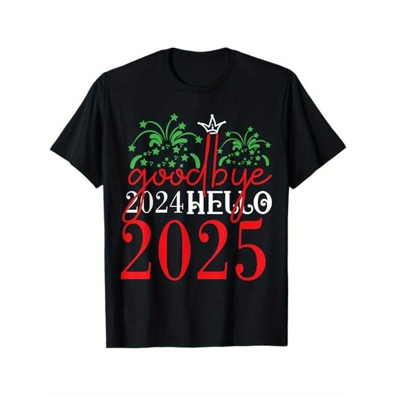 Goodbye 2024 Hello 2025 Funny Matching Family New Years T-Shirt. 100% Cotton, New Year 2025 gift for families, Black...
