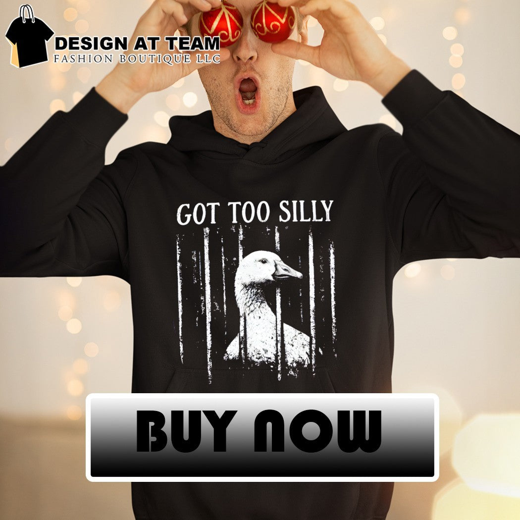 Goose behind bars imprisoned for its Got Too Silly antics on a comfortable shirt