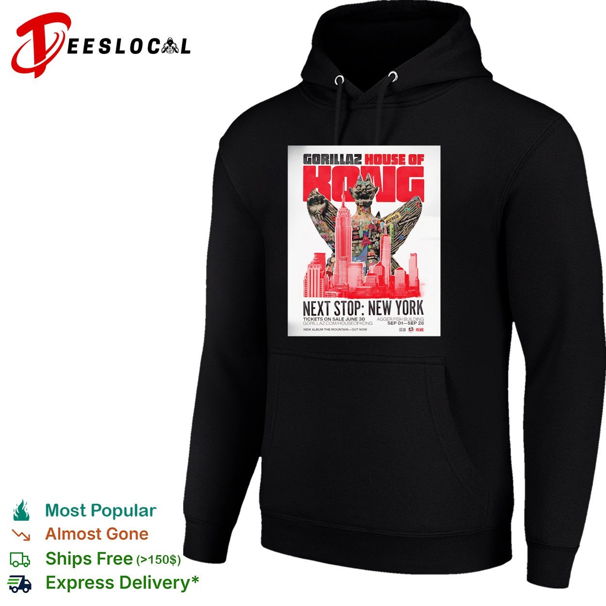 Gorillaz House of Kong New York tour shirt