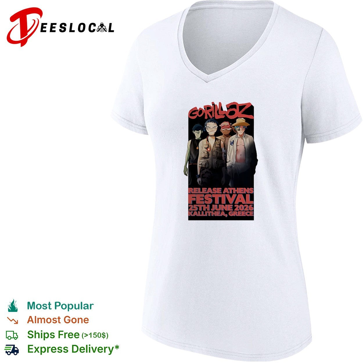 Gorillaz Release Athens Festival Kallithea Greece On 25 June 2026 shirt