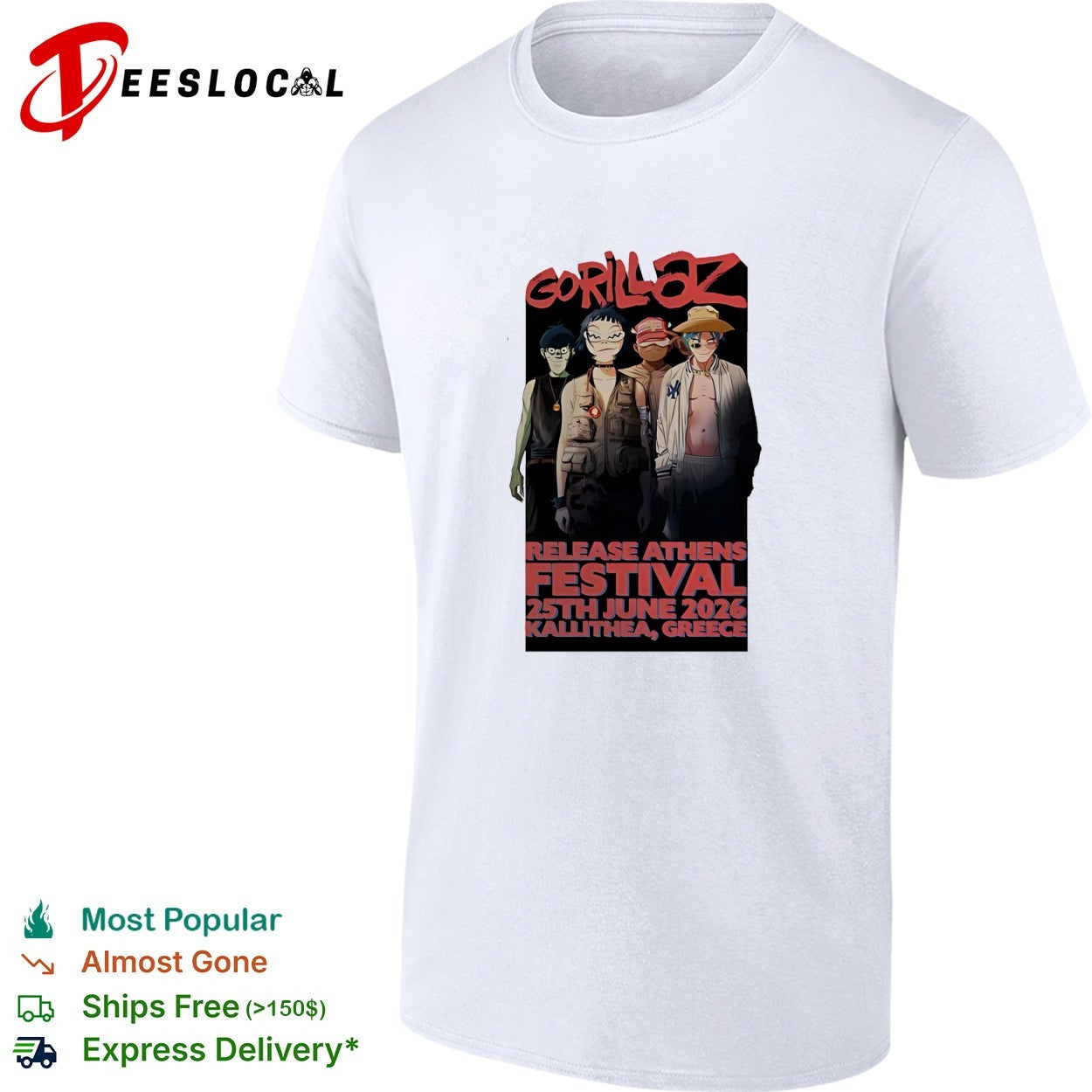 Gorillaz Release Athens Festival Kallithea Greece On 25 June 2026 shirt