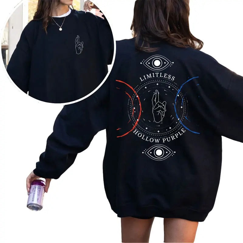 Gothic JJK Limitless Hollow Purple Characters Anime Lovers Shirt Hoodie Sweatshirt
