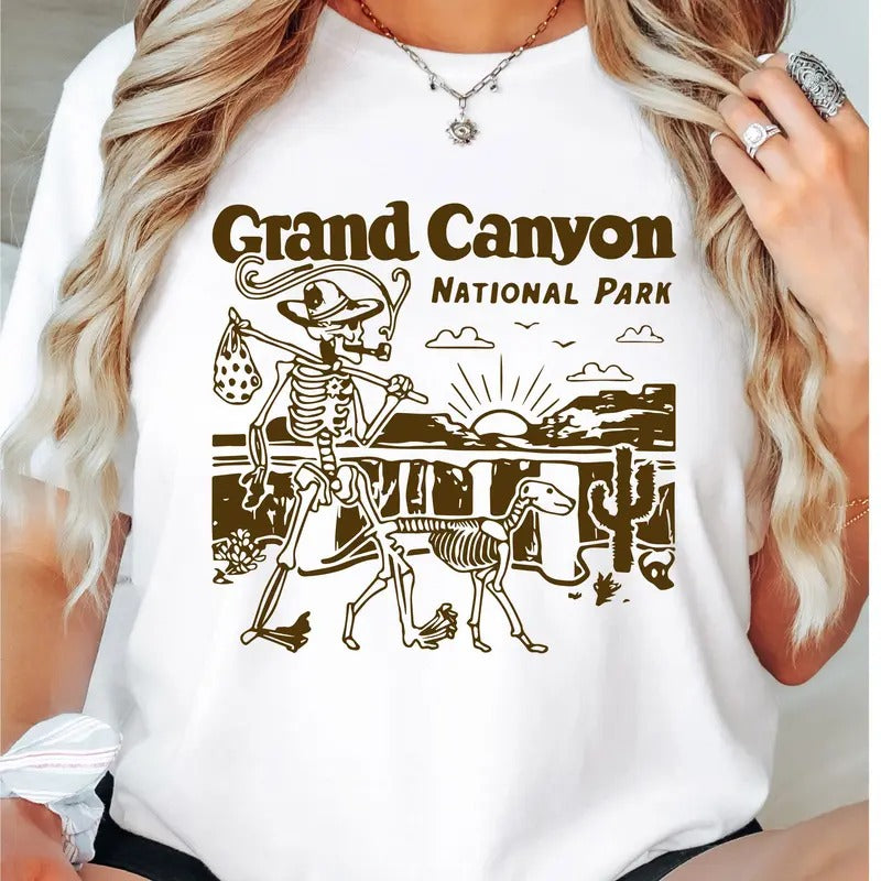 Grand Canyon National Park T-Shirt, Grand Canyon Family Vacation Shirt, Cool Hiking Tee, Funny Skeleton grand canyon Tee,...