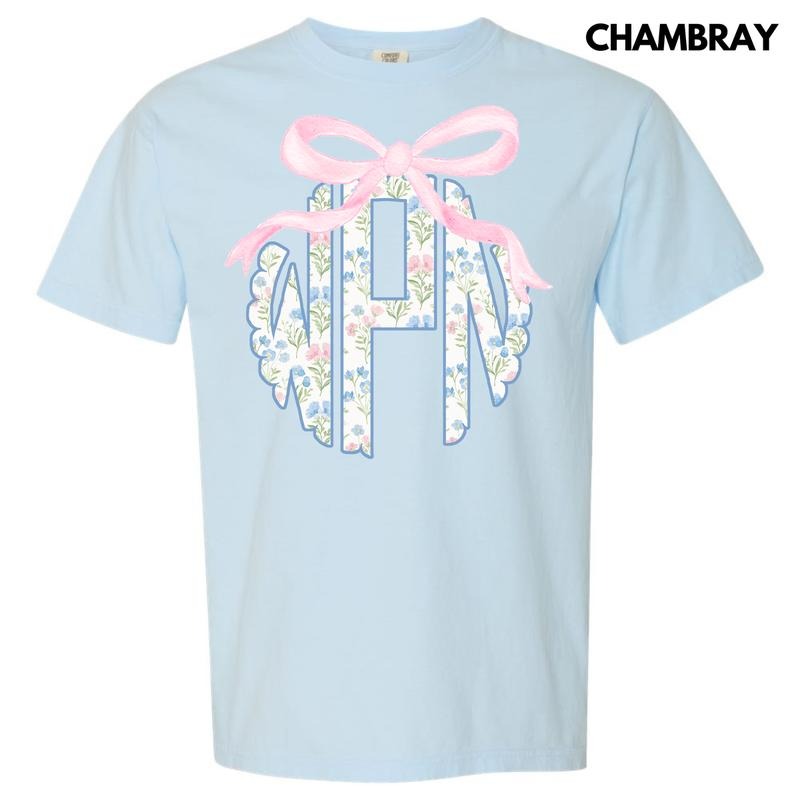 Grandmillennial Floral Monogram Comfort Colors T-Shirt 'NLB' Hoodie Sweatshirt | PrintMintTees.com