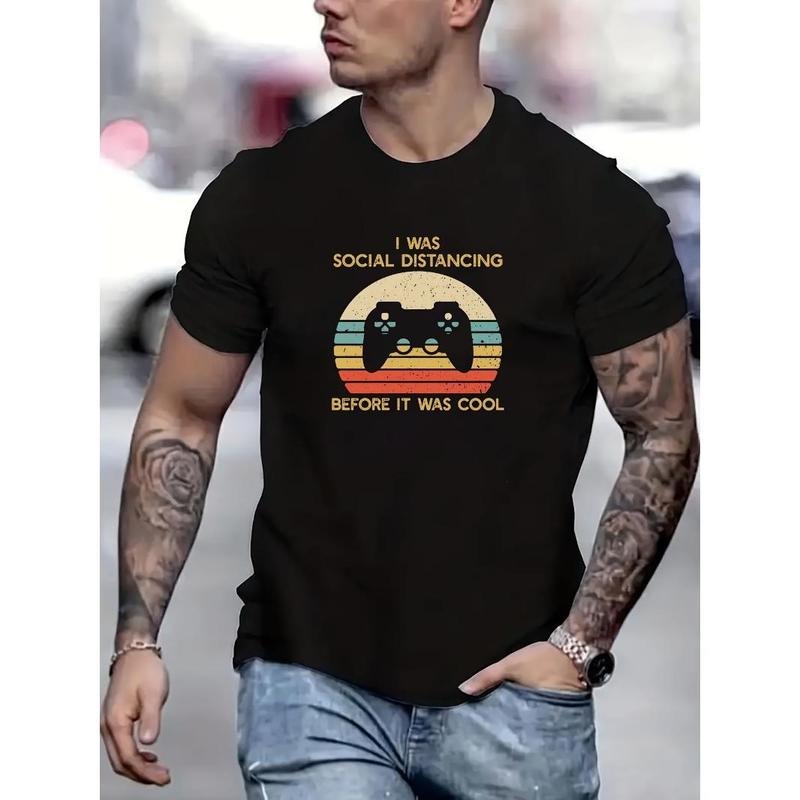 Graphic Print T-shirt Men's Casual Street Style Summer And Autumn Slightly Elastic Round Neck T-shirt Made in USA Hoodie...