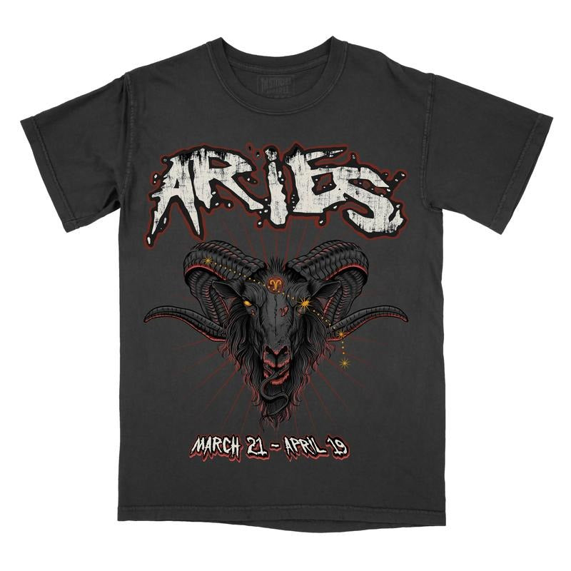 Graphic Tee Aries Zodiac Sign Comfort Colors, Horoscope Shirt, Astrology T-Shirt Hoodie Sweatshirt | PrintMintTees.com