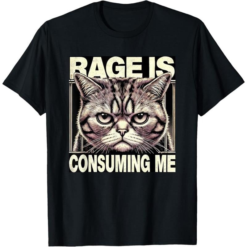 Graphic Tee Women Men Rage Is Consuming Me Funny Cat Meme T-Shirt made in usa Hoodie Sweatshirt | PrintMintTees.com
