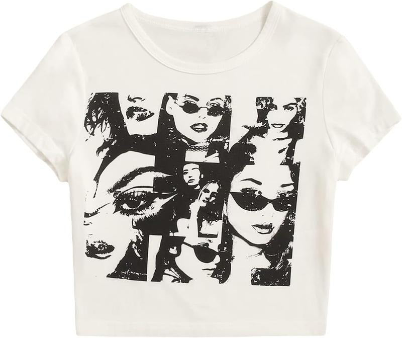 Graphic Tees Summer Figure Print Short Sleeve T Shirts Crop TopY2K Hoodie, Sweatshirt | PrintMintTees.com