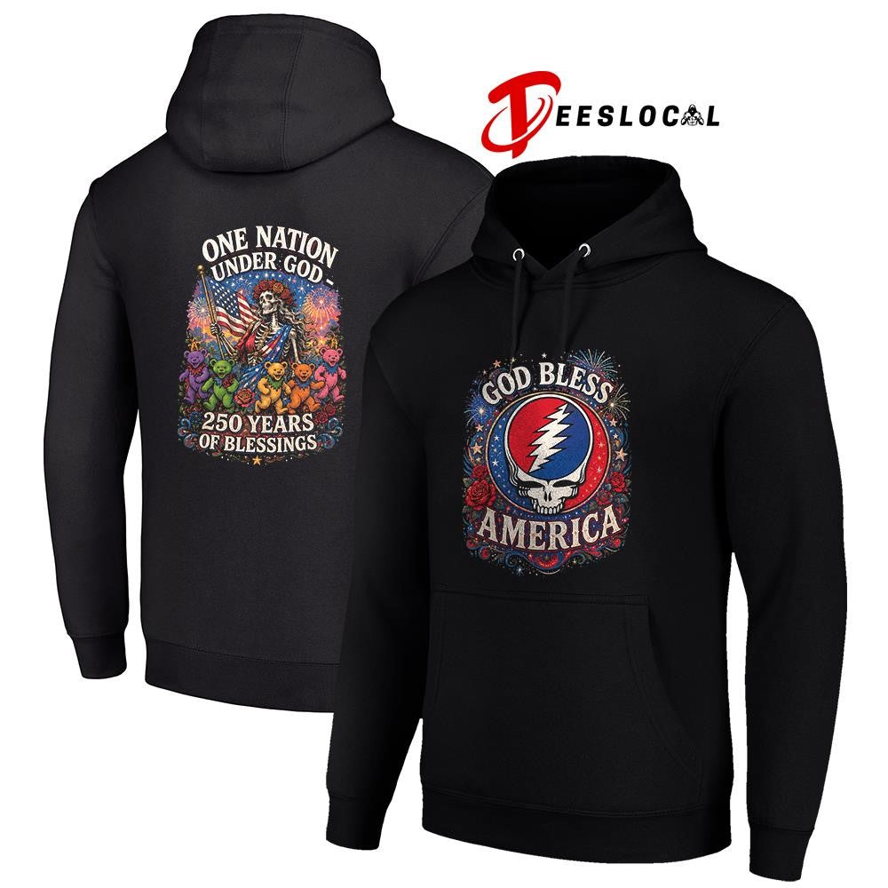 Grateful Dead God bless America One nation under God 250 years of blessing skeleton shirt
