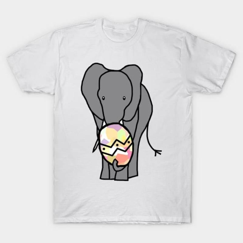 Gray Elephant Holding Big Easter Egg T-Shirt style 02 Hoodie Sweatshirt | PrintMintTees.com