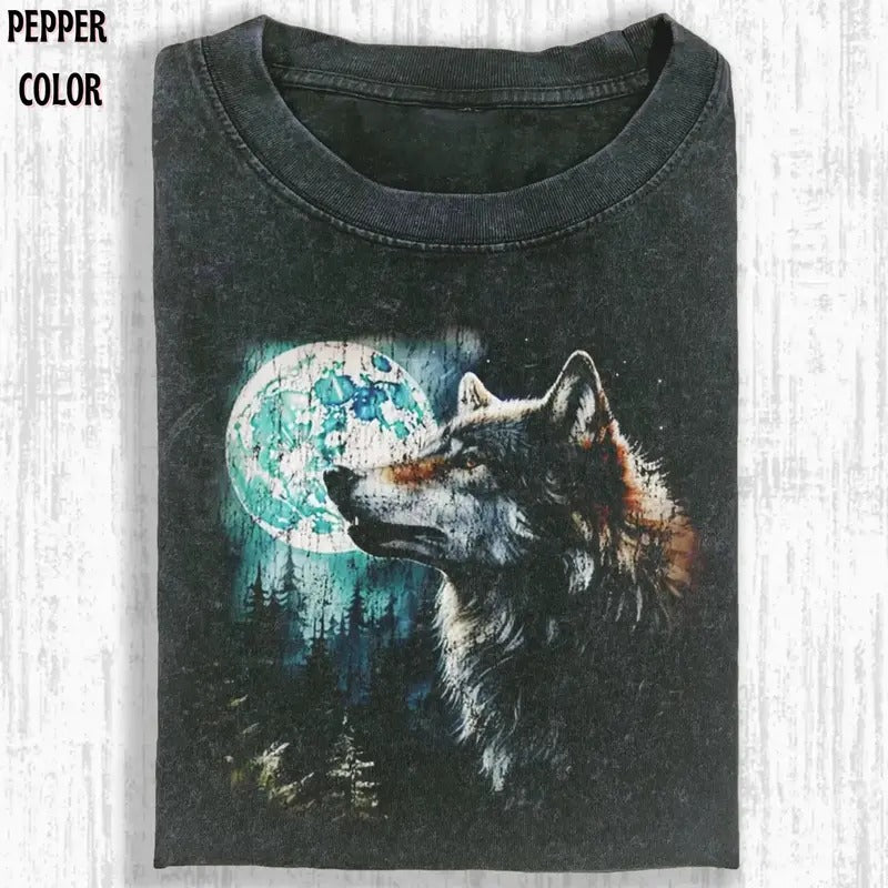 Gray Wolf Vintage Graphic T-shirt, Animal Funny Vintage graphic 90' Graphic tee Womenswear Top Hoodie Sweatshirt