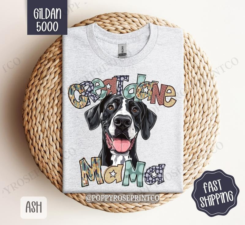 Great Dane Mama Shirt Gildan, Dog Mom Women's Tee, Cute Mama Women's Tshirt Plus Sizes Hoodie Sweatshirt | PrintMintTees.com