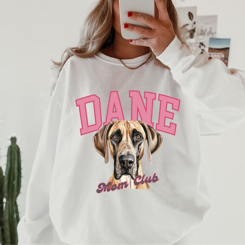 Great Dane Mom Club Sweatshirt ~ Sweatshirt Unisex Apparel Relaxed Fit Printed in the USA Clothing Womenswear Casual and...