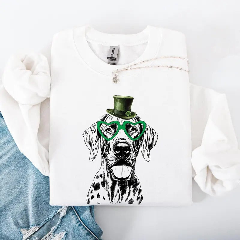 Great Dane, Adorable Dog, St Patrick's Day, Lucky, Irish Sweatshirt, Crew Neck, Women's, Crewneck T-Shirts, Hoodie
