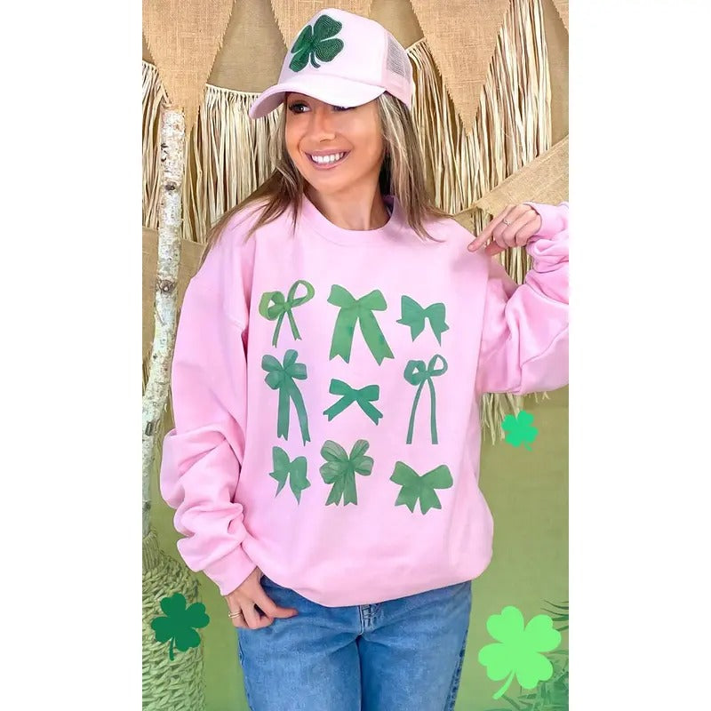Green Bows St Patricks Day Graphic Sweatshirt Shirt Hoodie | PrintMintTees.com