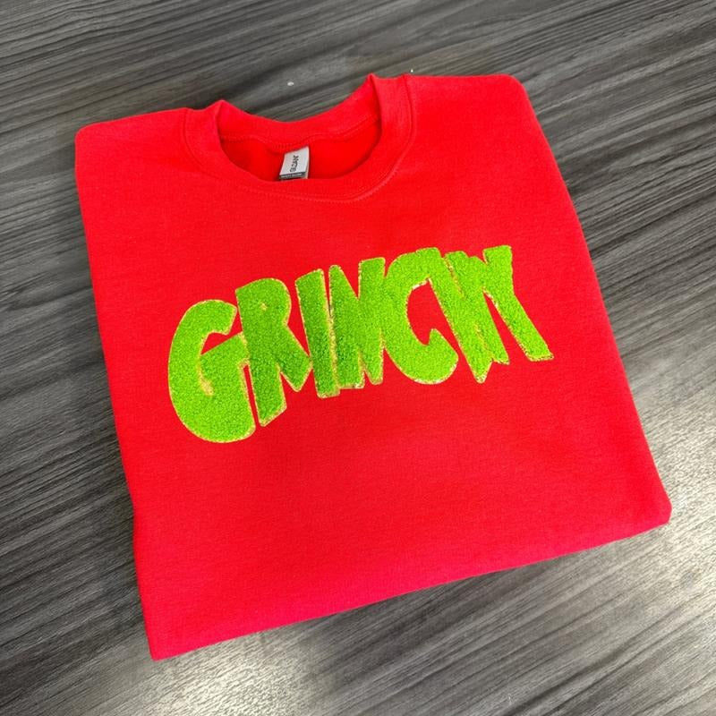 Green Chenille Patch Sweatshirt -- RED T-Shirts, Hoodie | PrintMintTees.com