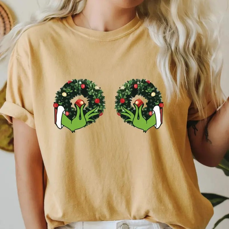 Green Christmas Shirt Green Hand Shirt Funny Green Tinsel Tits Shirt Merry Greenmas Shirt Christmas Shirt Hoodie Sweatshirt