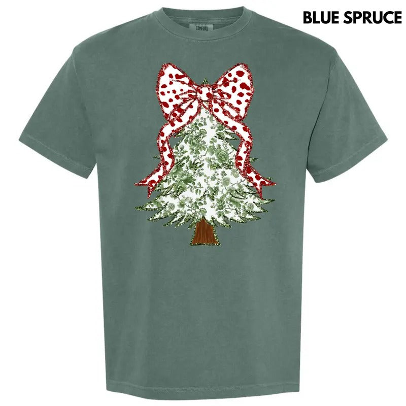 Green Floral & Red Bow Tree Comfort Colors T-Shirt 'NLB' Hoodie, Sweatshirt | PrintMintTees.com