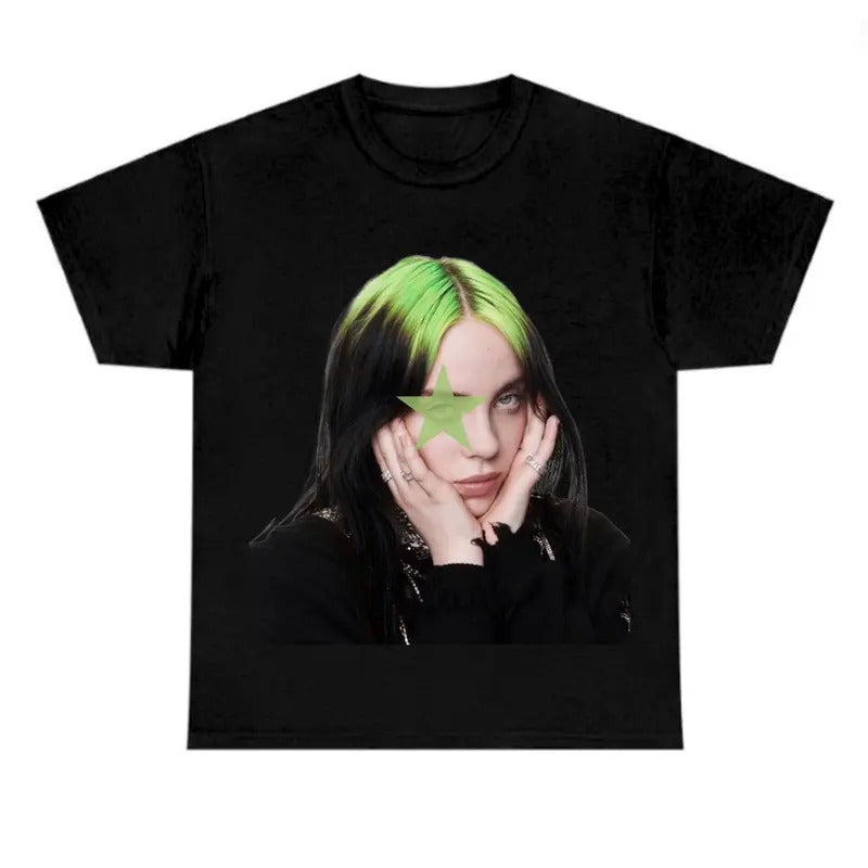 Green Star Hair Billieee Eilishhh T-shirt, Graphic Fan Gift Tee Hoodie, Sweatshirt | PrintMintTees.com