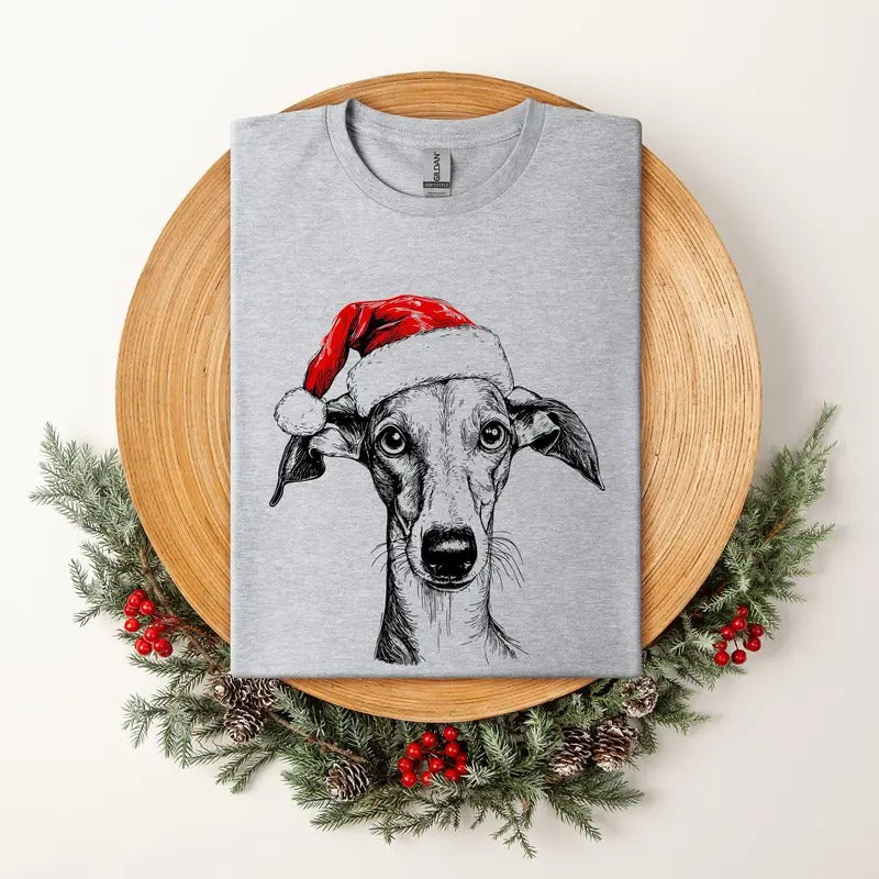 Grey Hound Santa Dog Dog Lover Pet Soft Tshirtstyle{N002}2 Shirt Hoodie Sweatshirt