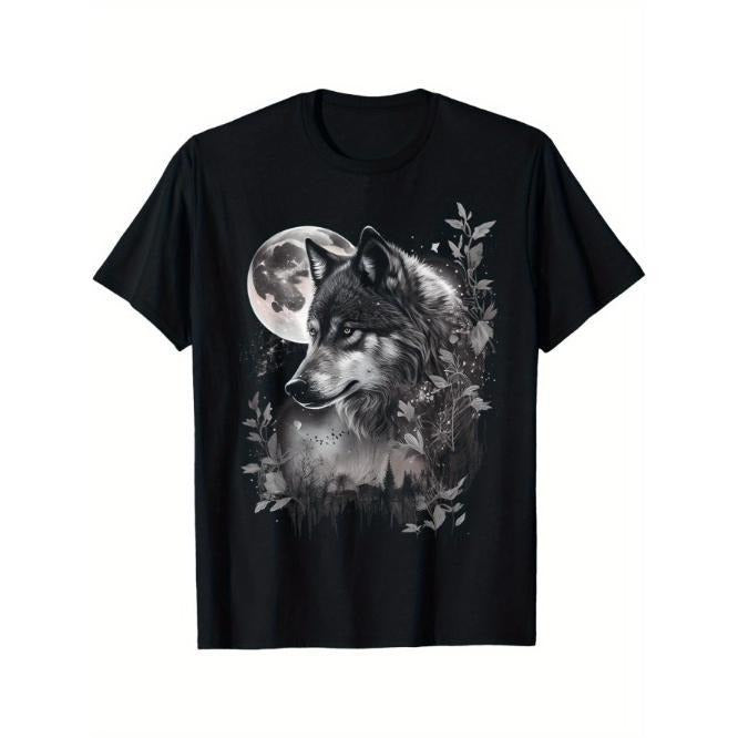 Grey Wolf Moon And Stars Graphic Tees Men T-Shirt Made in USA Hoodie Sweatshirt | PrintMintTees.com