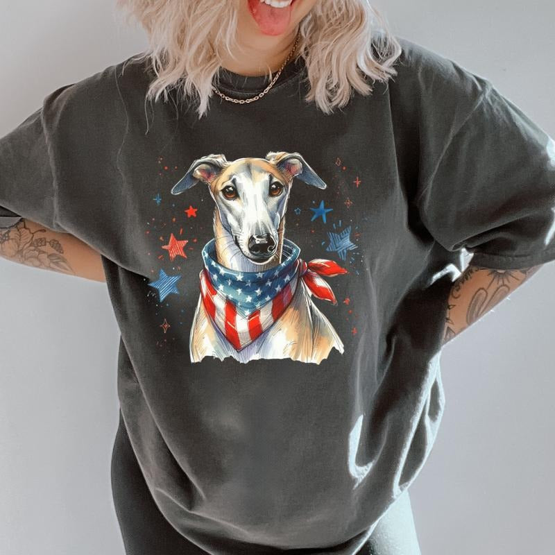 Greyhound Patriotic Dog Shirt ~ Unisex Apparel Relaxed Fit Printed In The USA Clothing Womenswear Casual Comfort Cotton...