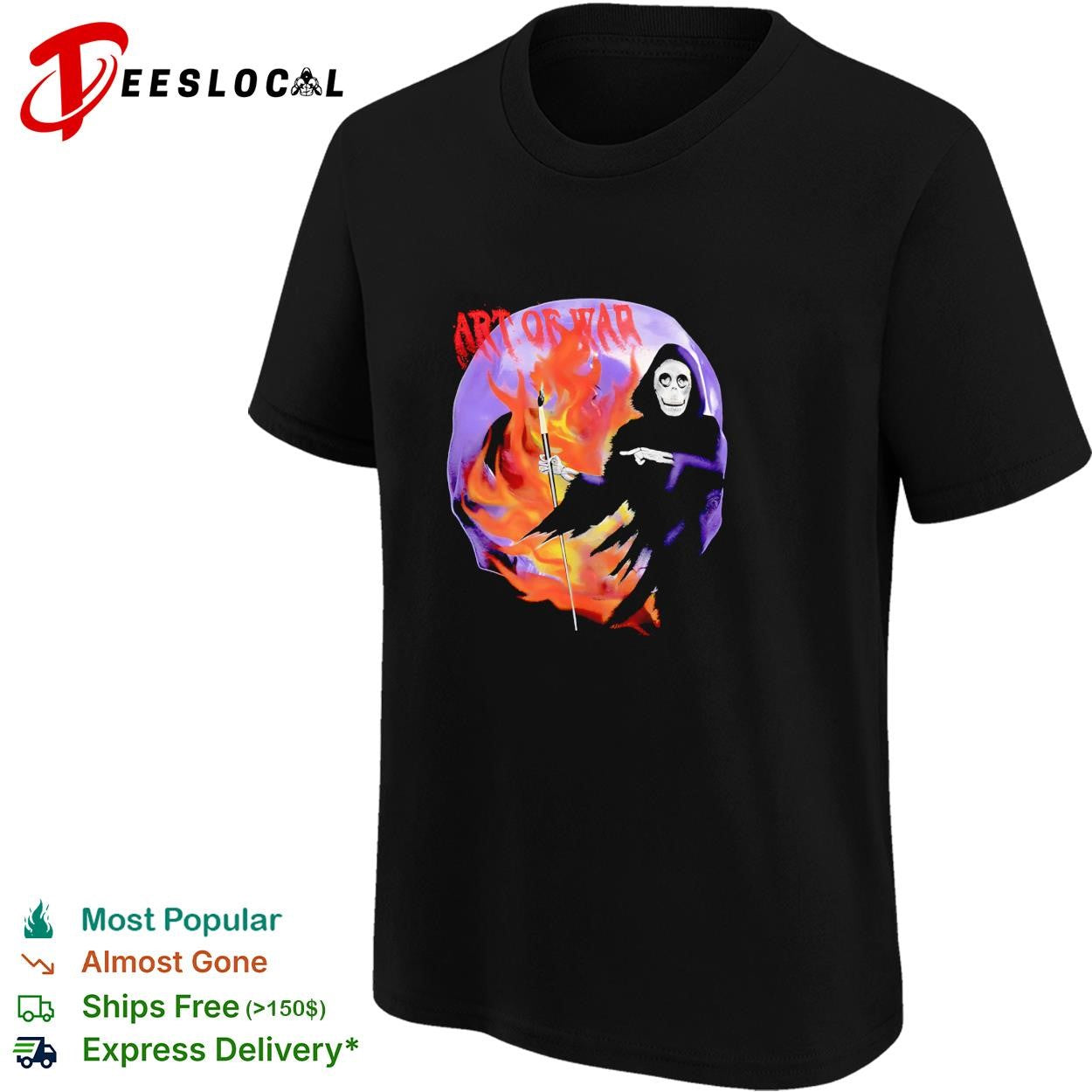 Grim reaper holding scythe art of war fire shirt