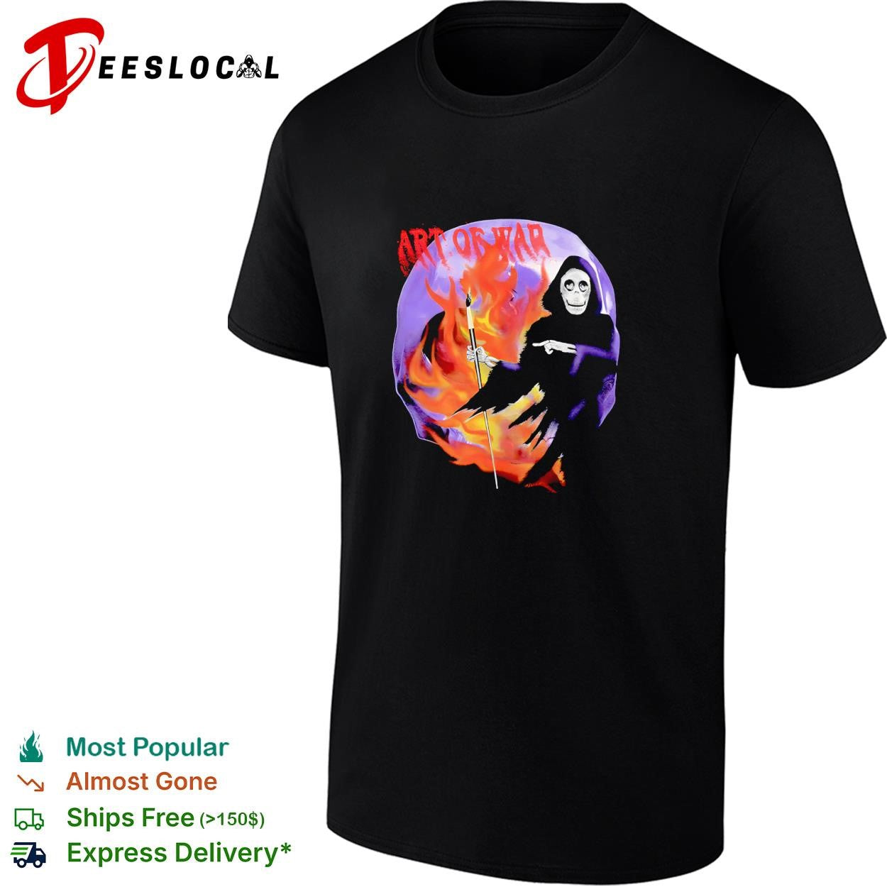 Grim reaper holding scythe art of war fire shirt