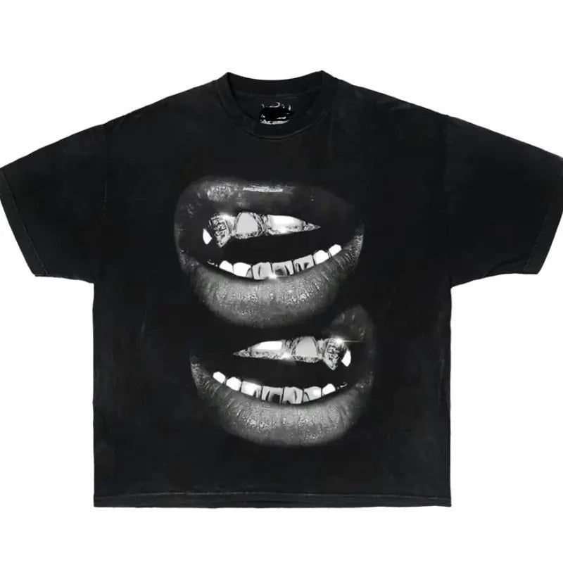 Grin Fang Mouth Garment-Dyed Boxy Shirt Hoodie, Sweatshirt | PrintMintTees.com