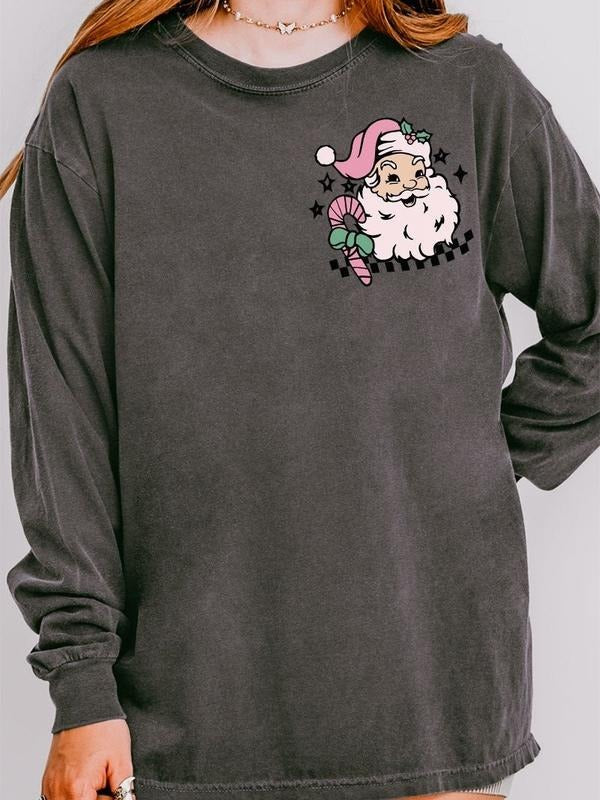 Groovy Merry Christmas Front & Back Design Comfort Colors Heavyweight Long T-Shirt Hoodie Sweatshirt | PrintMintTees.com