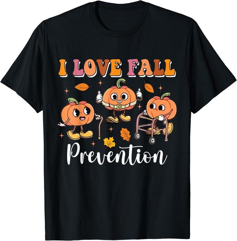 Groovy Retro I Love Fall Prevention Fall Physical Therapy T-Shirt | Unisex Cotton Tee, Short Sleeve, Size S-5XL Hoodie...