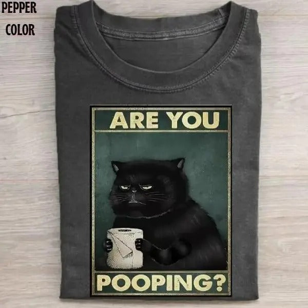 Grumpy Black Cat Are You Pooping T-shirt Vintage Graphic T-shirt, Funny Cat Tee, Cat Lover, Gift For Mon Hoodie Sweatshirt