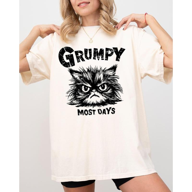 Grumpy Cat, Funny, Snarky, Sarcasm, Grumpy Most Days, Trendy Shirt, Women's Comfort Color Tee, Tshirt Hoodie Sweatshirt