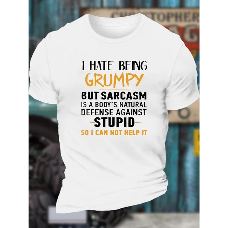 Grumpy Graphic Men's Short Sleeve T-shirt, Comfy Stretchy Trendy Tees For Summer, Casual Daily Style Fashion Clothing...