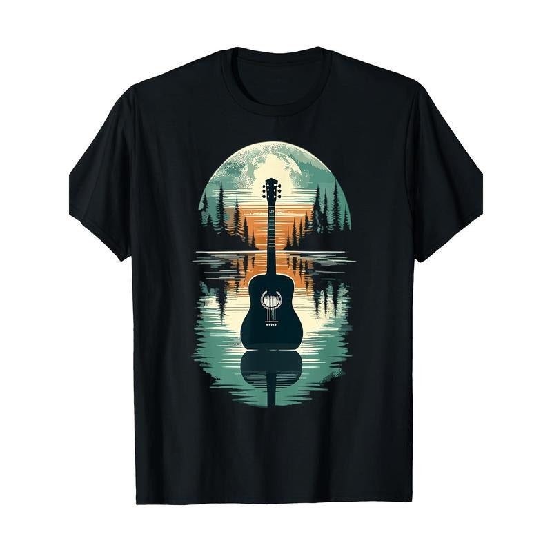 Guitar Lake Shadow Guitar Musician 100% cotton T-shirt Made in USA Hoodie Sweatshirt | PrintMintTees.com