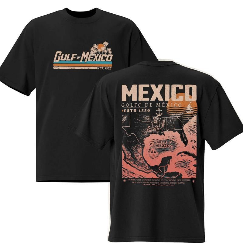 Gulf of Mexico 2-side Shirt, Gulf Retro Coast Shirt Texas Alabama Mississippi Florida Beach Crewneck Mexico Gift for...