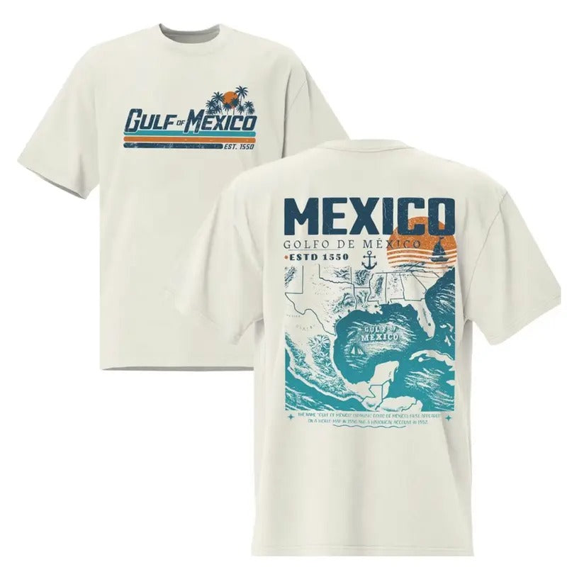 Gulf of Mexico Shirt 2-Sides Golfo de México 1550 Retro Vintage Tee Men Women Hoodie Sweatshirt | PrintMintTees.com