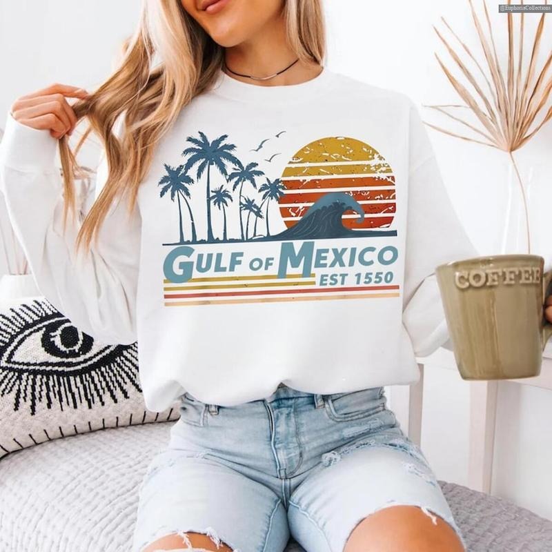 Gulf of Mexico Tropical Shirt, Retro Gulf Coast, Texxas Allabaama Miississsiippi Florriida Beach, Mexican Gift Mexico...
